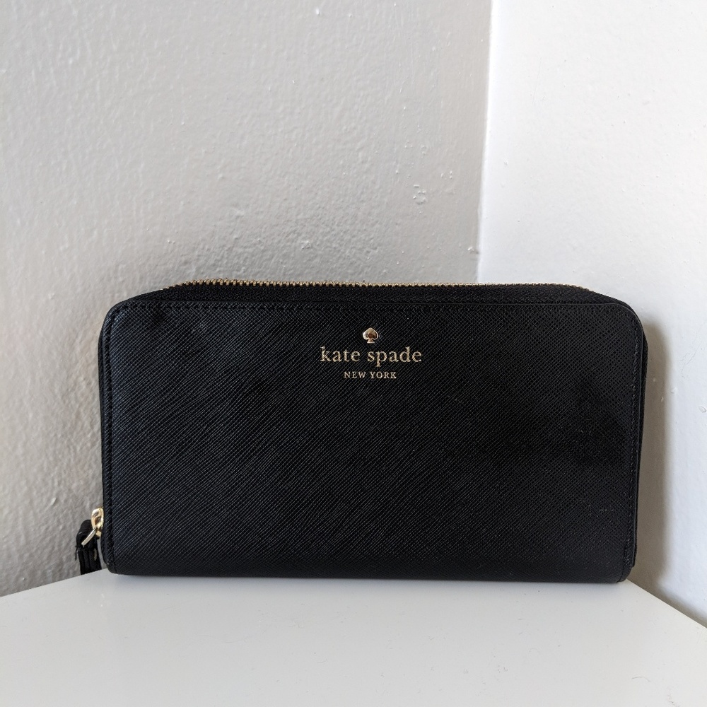 Kate Spade black leather continetal wallet